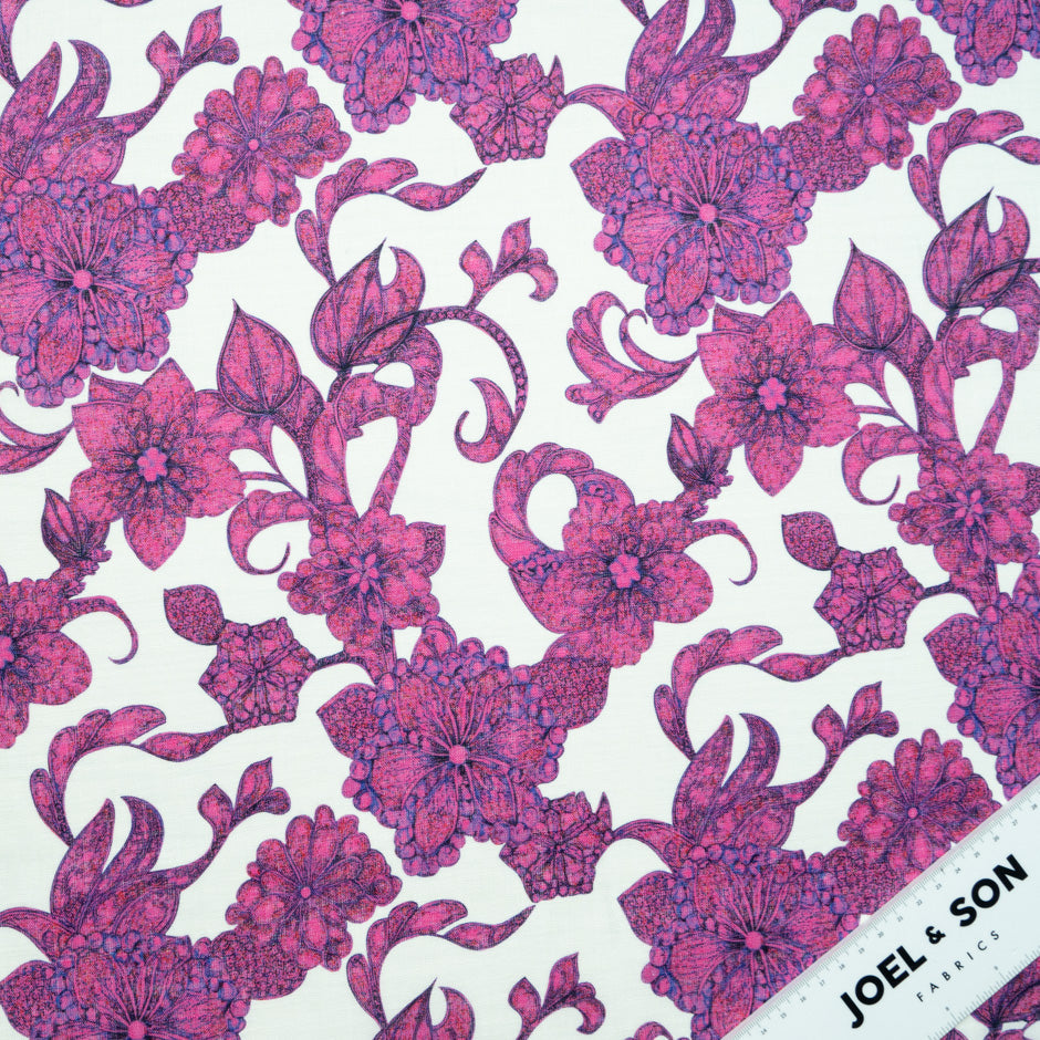Magenta Floral Printed Linen