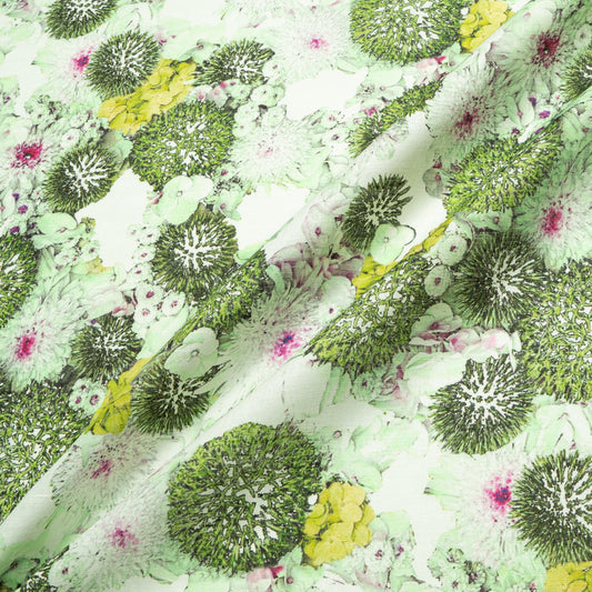 Green Floral Printed Lightweight Linen