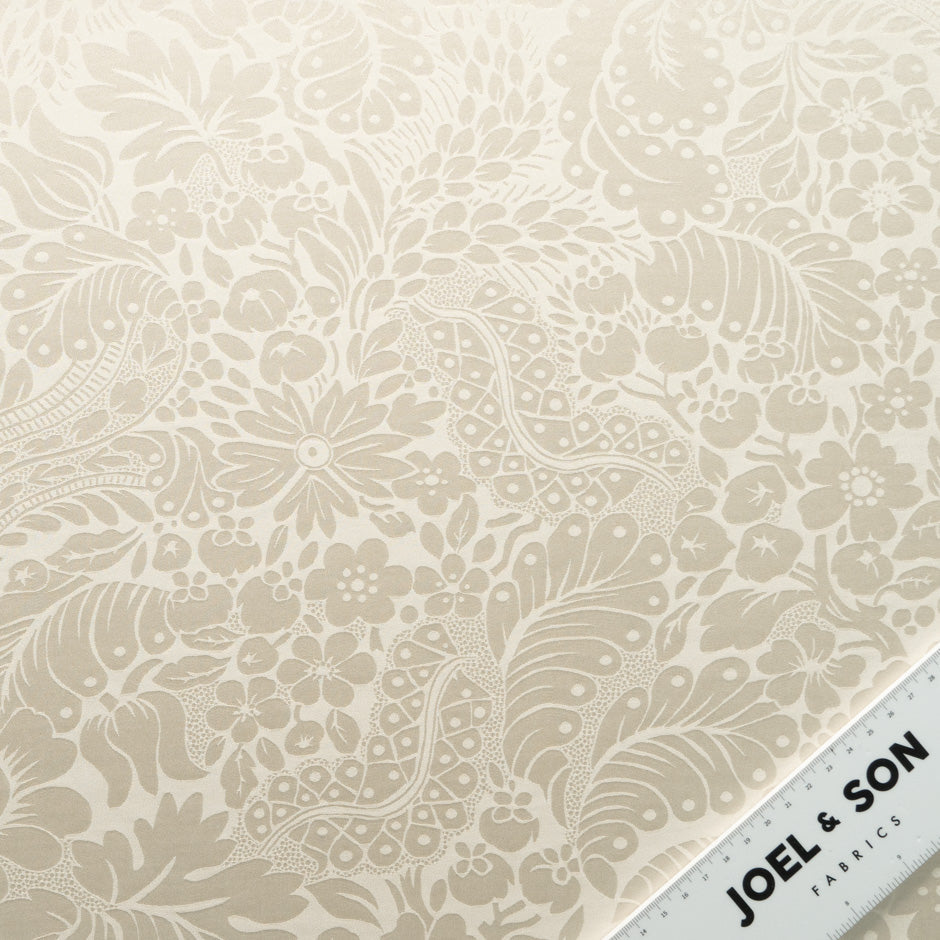 Pale Beige Floral Jacquard Pure Silk