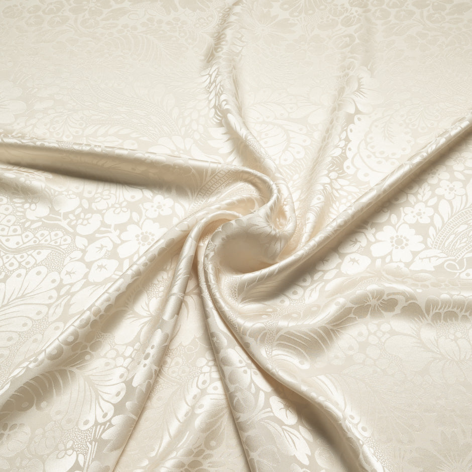 Pale Beige Floral Jacquard Pure Silk