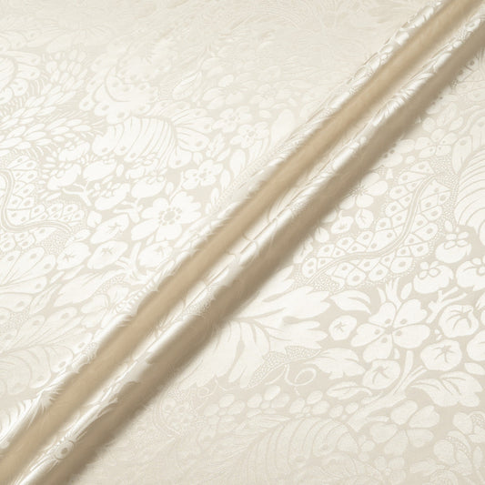Pale Beige Floral Jacquard Pure Silk