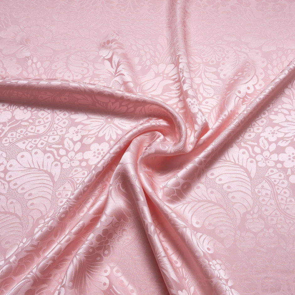 Baby Pink Floral Jacquard Pure Silk