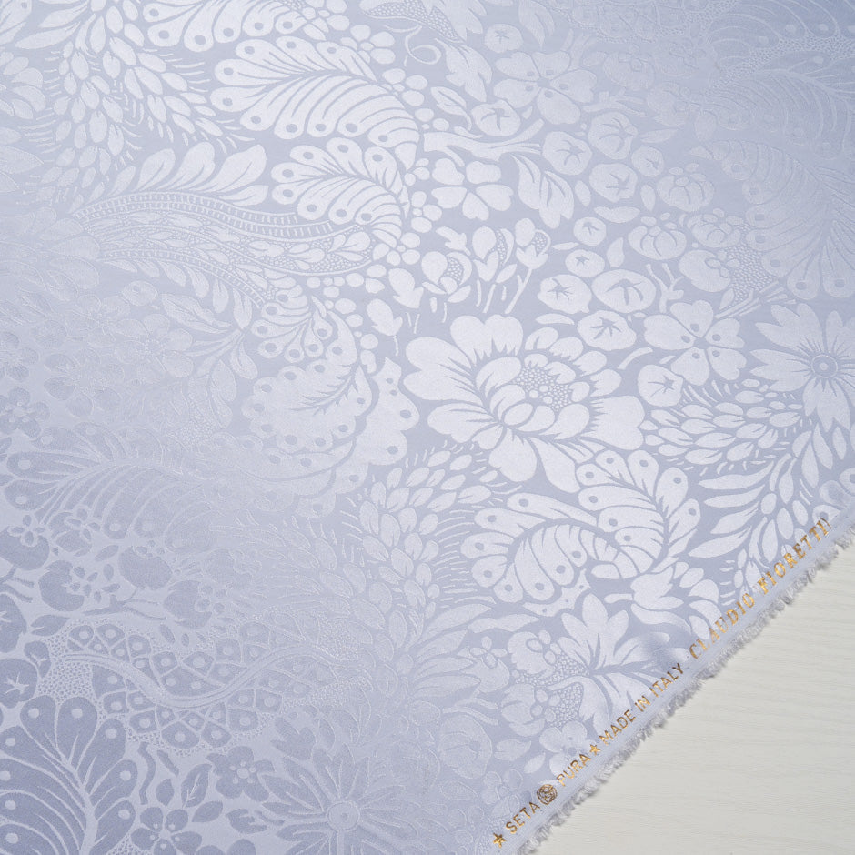 Pale Lilac Floral Jacquard Pure Silk