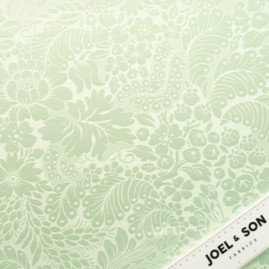 Mint Green Floral Jacquard Pure Silk