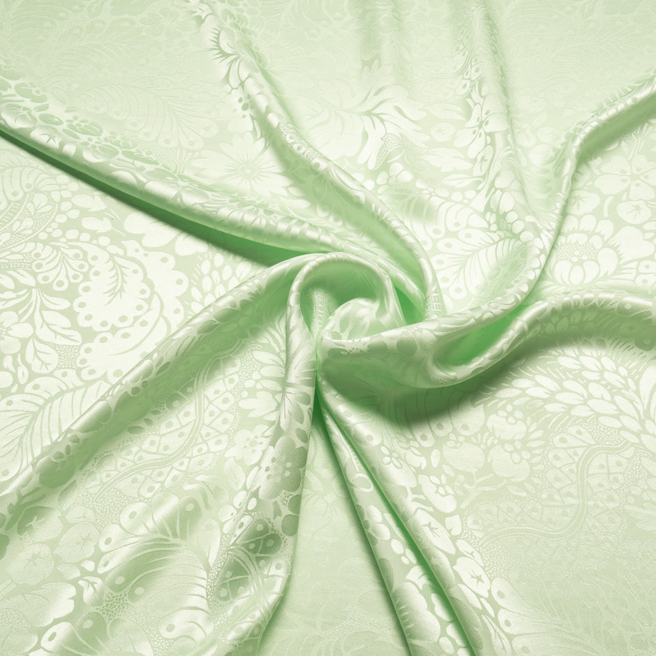 Mint Green Floral Jacquard Pure Silk