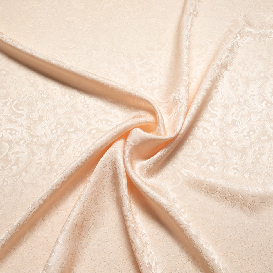 Soft Peach Floral Lace Jacquard Pure Silk