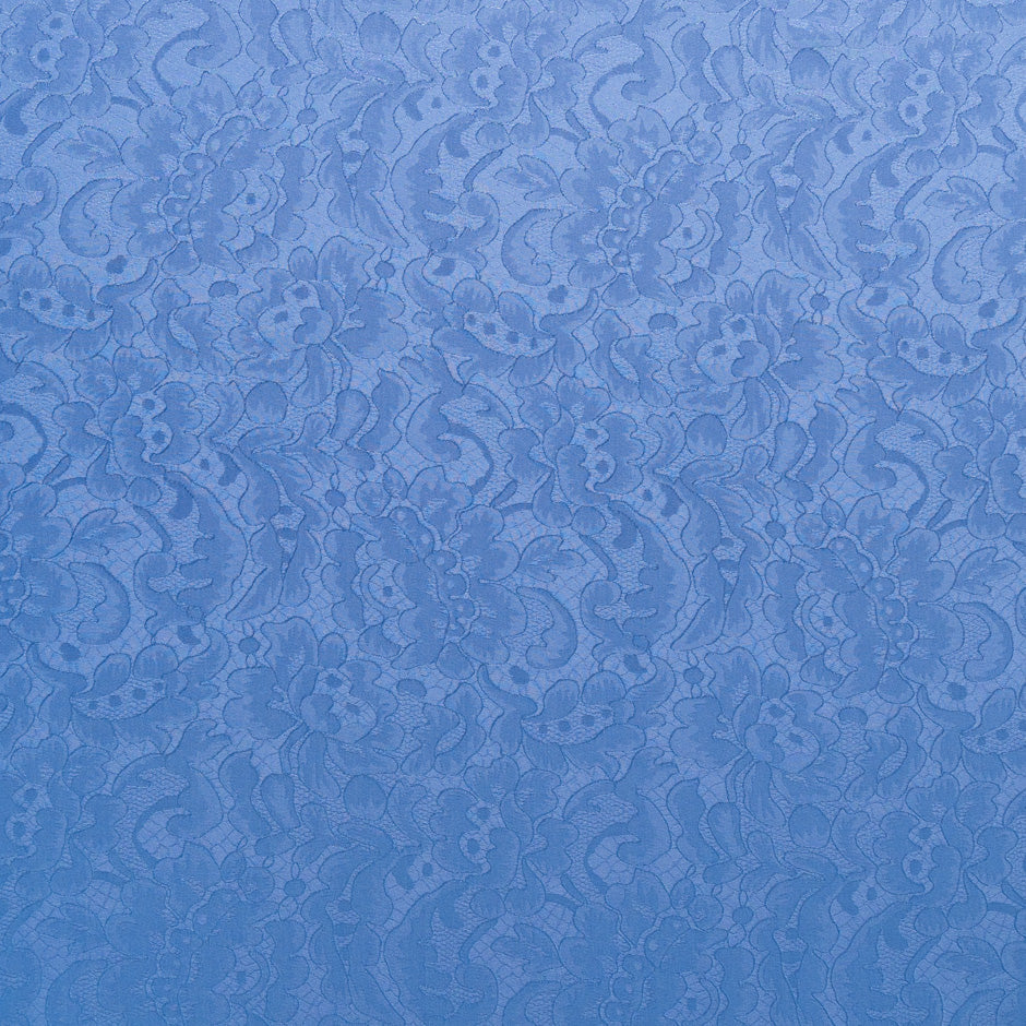 Periwinkle Blue Floral Lace Jacquard Pure Silk