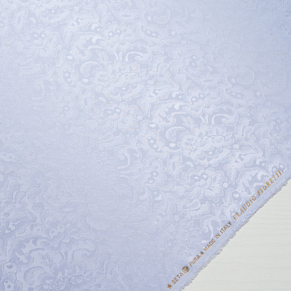 Pale Lilac Floral Lace Jacquard Pure Silk