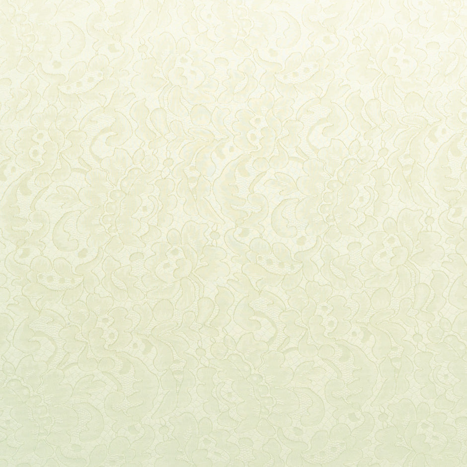 Pale Yellow Floral Lace Jacquard Pure Silk