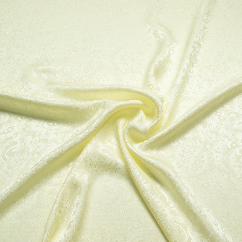 Pale Yellow Floral Lace Jacquard Pure Silk