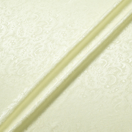 Pale Yellow Floral Lace Jacquard Pure Silk
