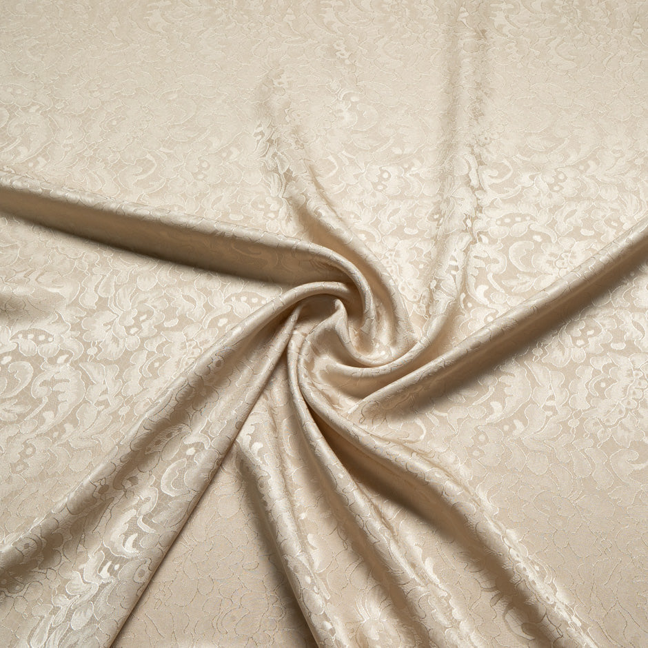 Soft Beige Floral Lace Jacquard Pure Silk