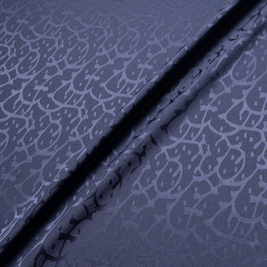 Navy Blue Abstract Jacquard Pure Silk