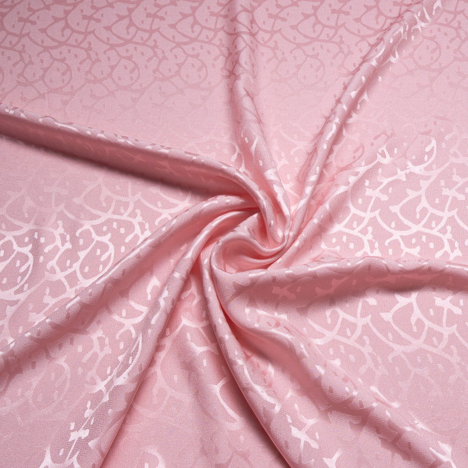 Baby Pink Abstract Jacquard Pure Silk