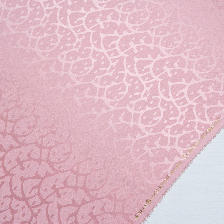 Baby Pink Abstract Jacquard Pure Silk