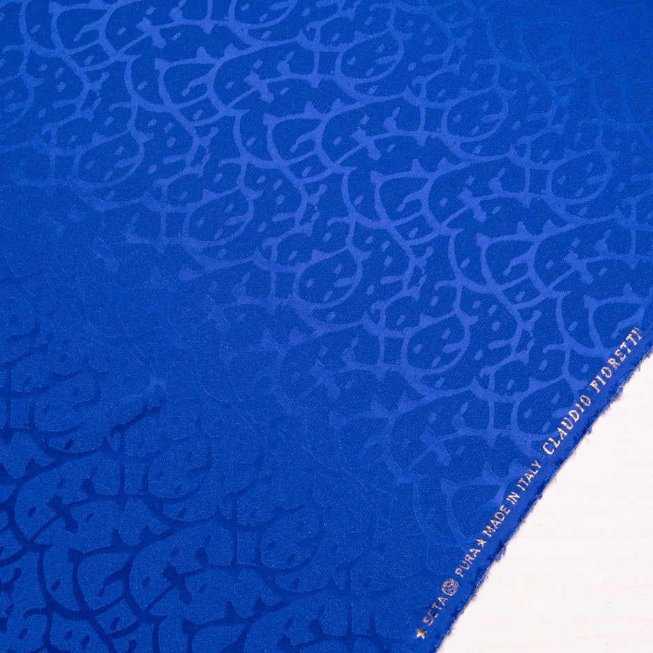 Royal Blue Abstract Jacquard Pure Silk