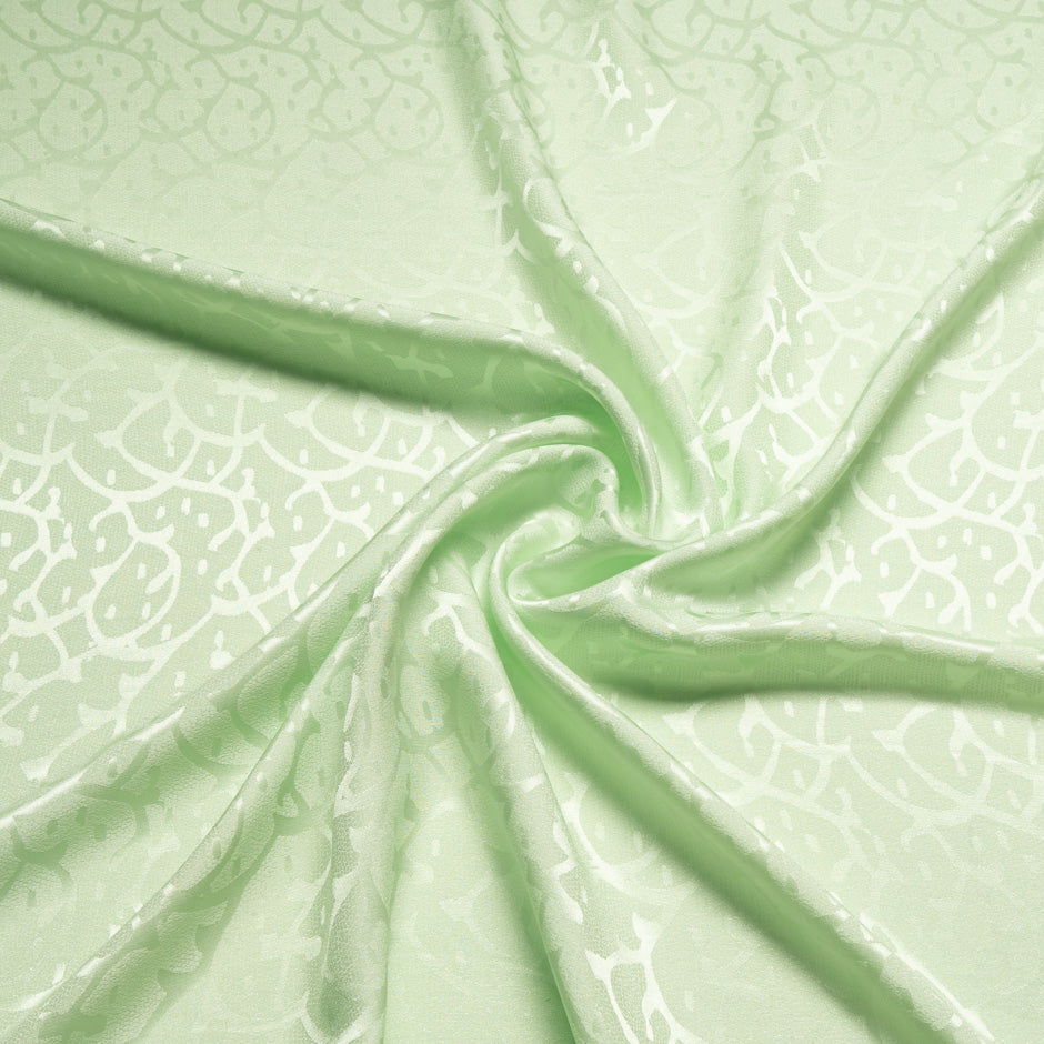 Soft Green Abstract Jacquard Pure Silk
