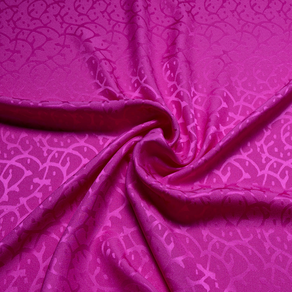 Fuchsia Pink Abstract Jacquard Pure Silk