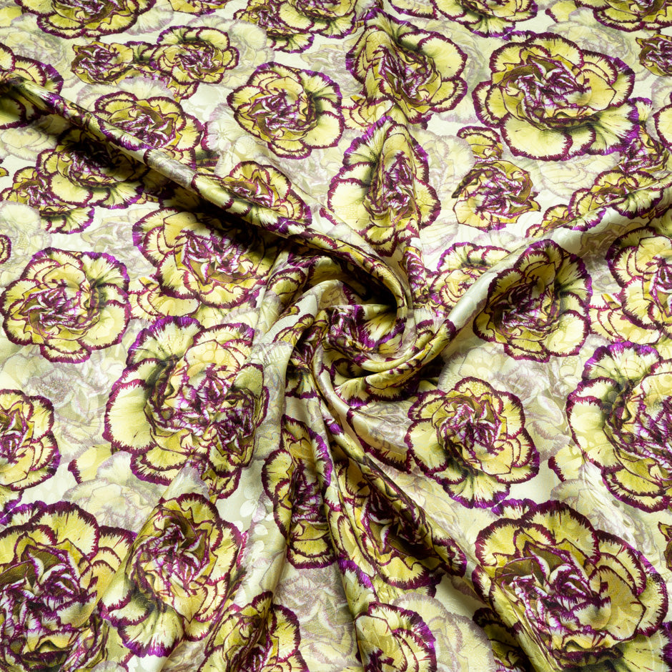 Cabbage Floral Printed Silk Jacquard