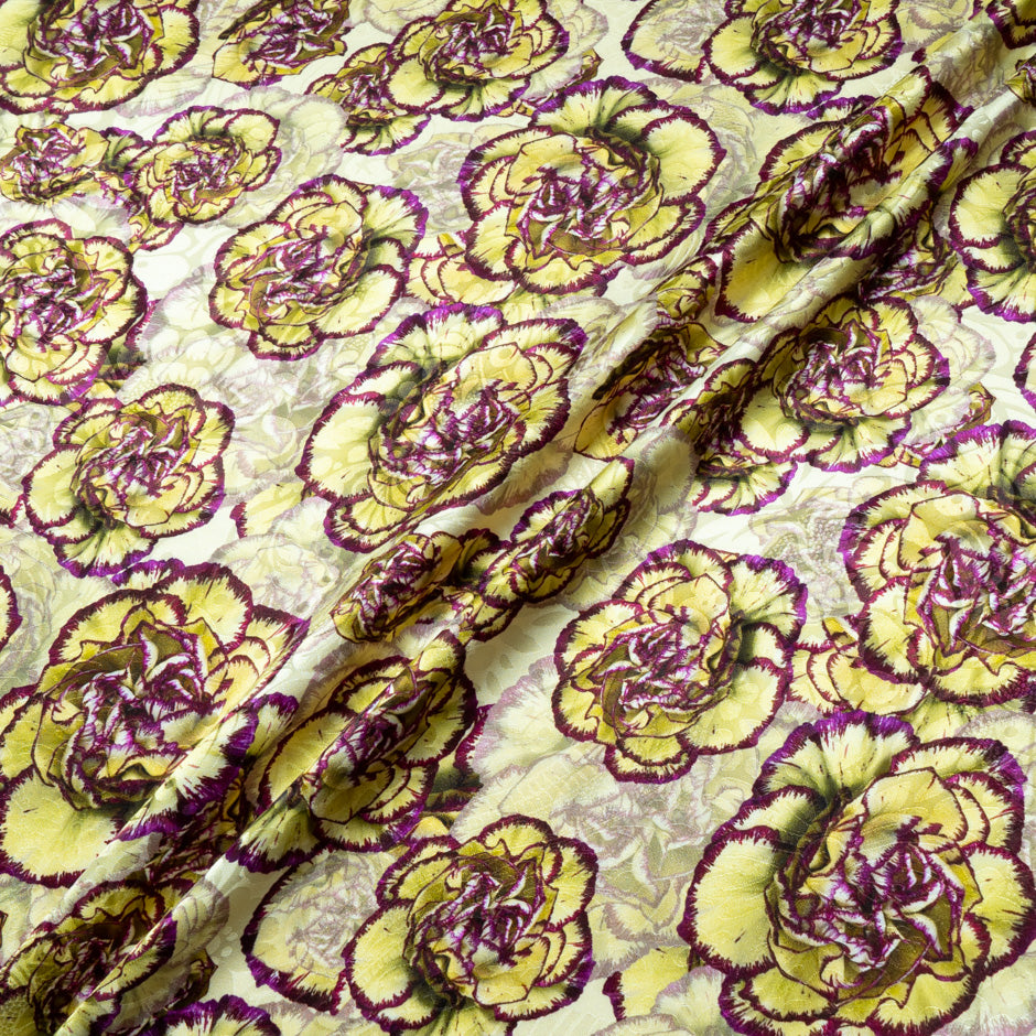 Cabbage Floral Printed Silk Jacquard