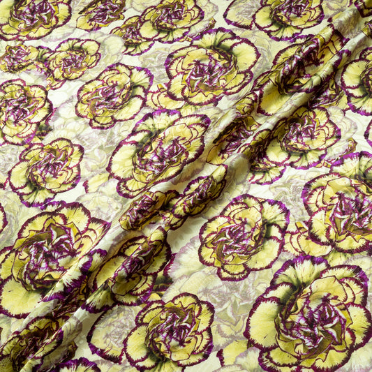 Cabbage Floral Printed Silk Jacquard