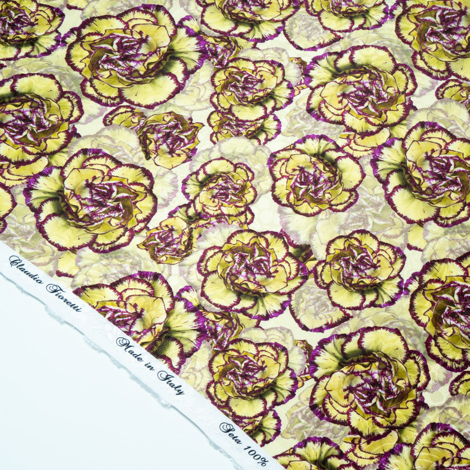 Cabbage Floral Printed Silk Jacquard