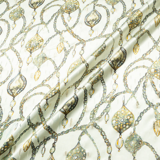 Jewel Printed Metallic Silk Jacquard