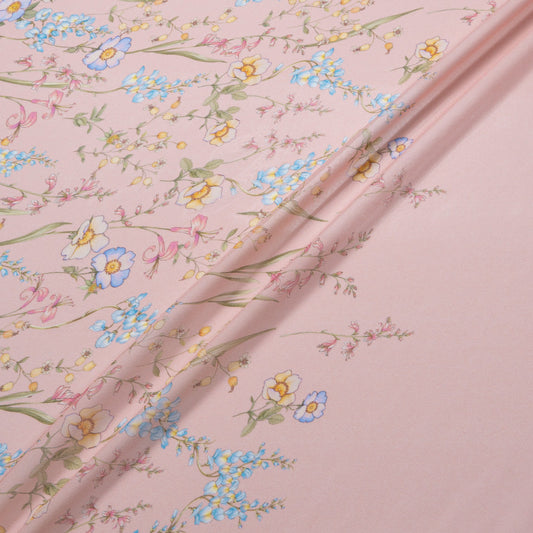 Wild Floral Printed Pink Pure Silk Georgette