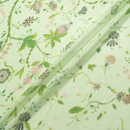 Green Floral Printed Pure Silk Georgette