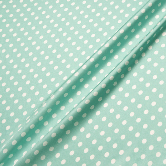Ivory Spotted Mint Green Pure Silk Twill