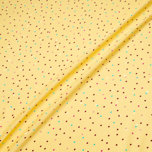 Multi-Coloured Spot Printed Yellow Silk Jacquard