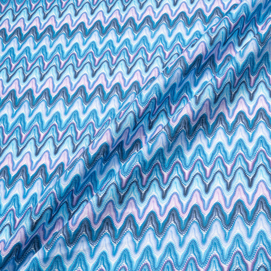 Blue Zig Zag Knit Printed Linen