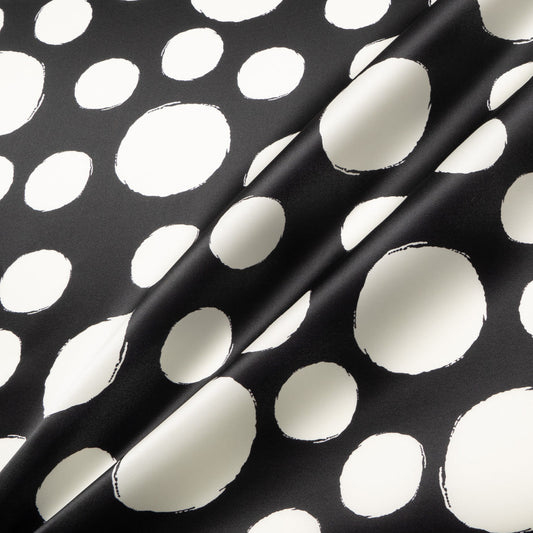 Ivory Spotted Black Silk Organza