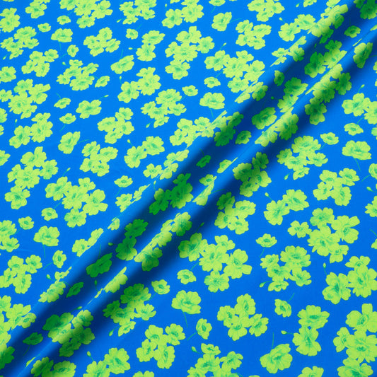 Apple Green Floral Printed Blue Pure Cotton