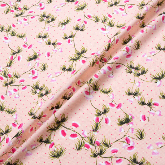 Delicate Pink Floral Printed Pure Cotton