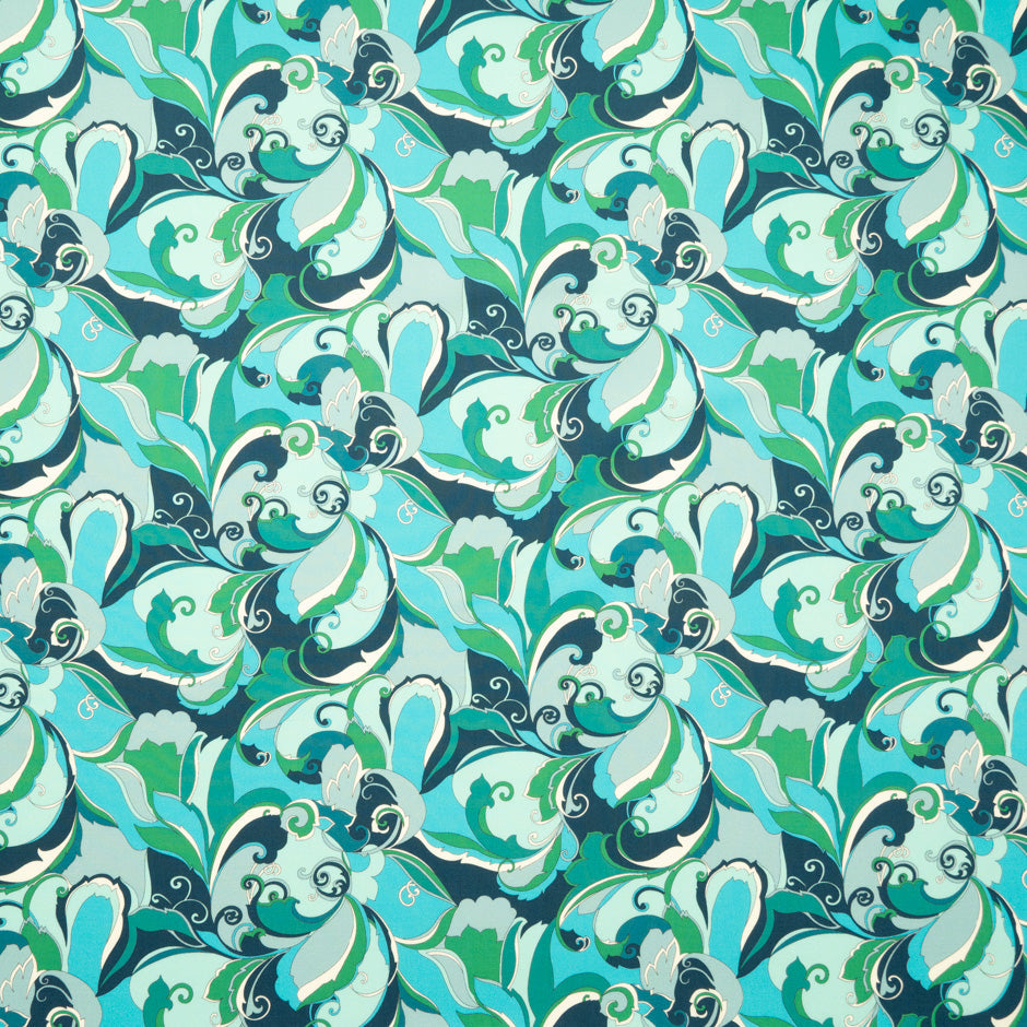 Green & Blue Retro Printed Pure Cotton