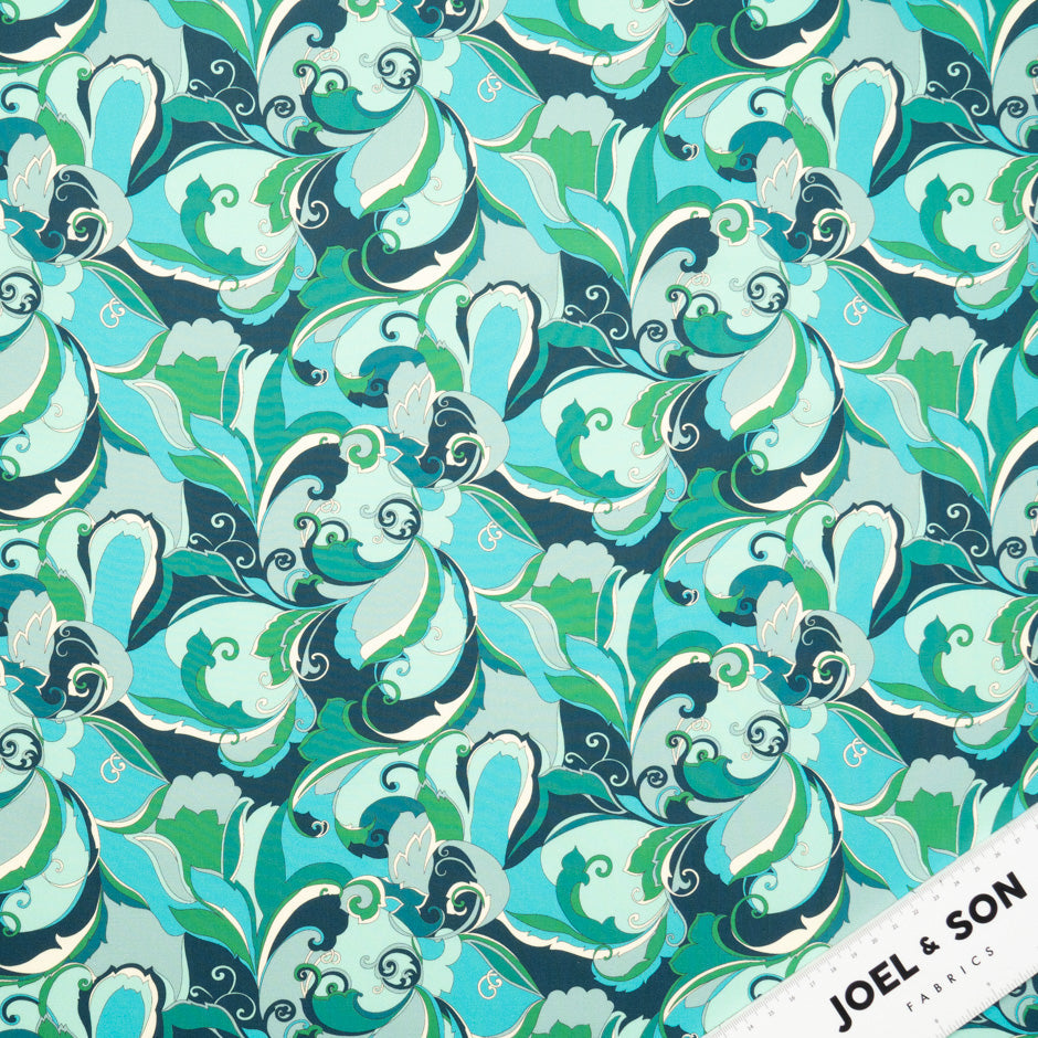 Green & Blue Retro Printed Pure Cotton
