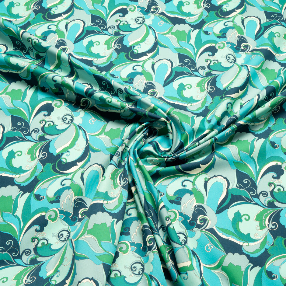 Green & Blue Retro Printed Pure Cotton