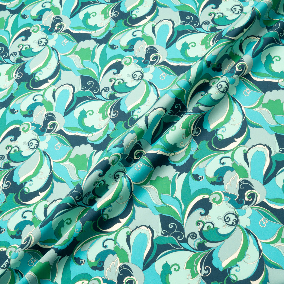 Green & Blue Retro Printed Pure Cotton