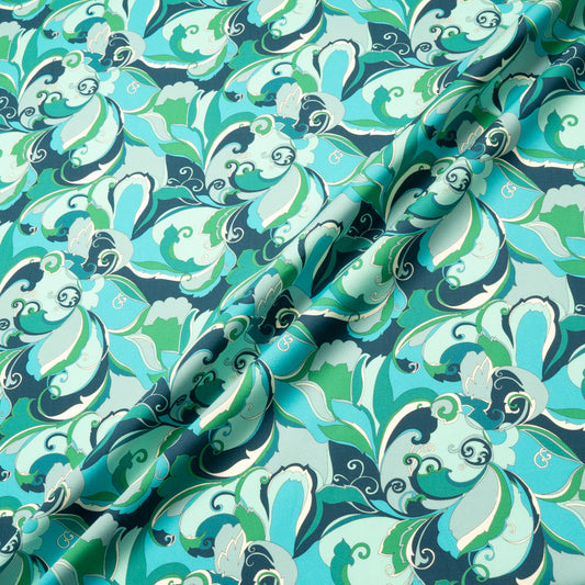 Green & Blue Retro Printed Pure Cotton