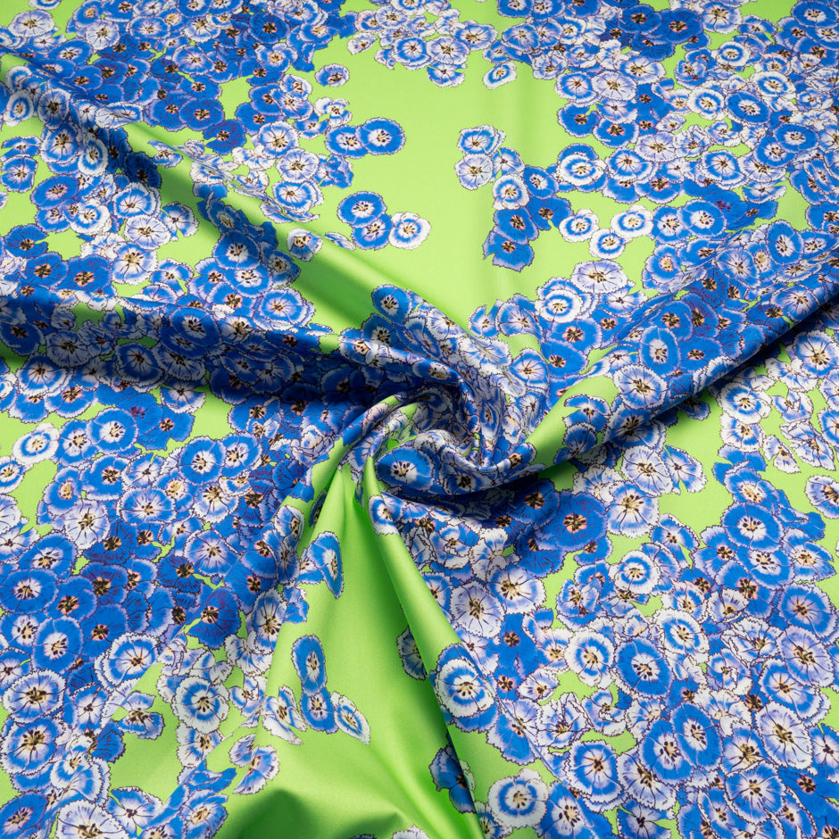Blue Floral Printed Green Luxury Cotton