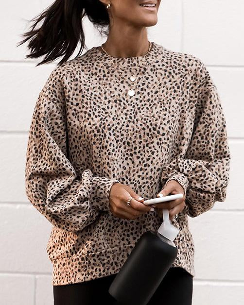 LEOPARD PUFF SLEEVE TOP