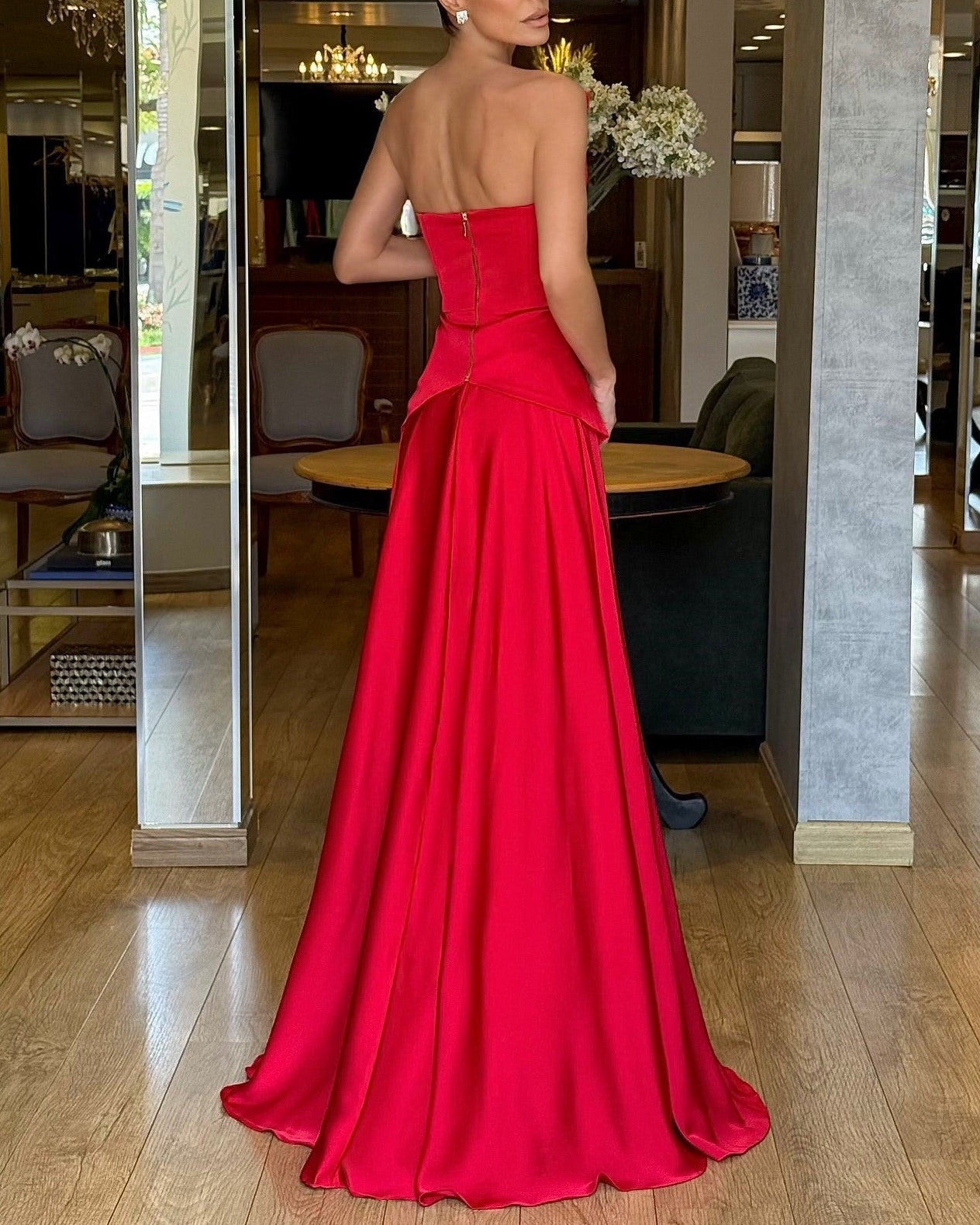 Sexy Backless Sleeveless Tube Top Cinched Patchwork Maxi Dress