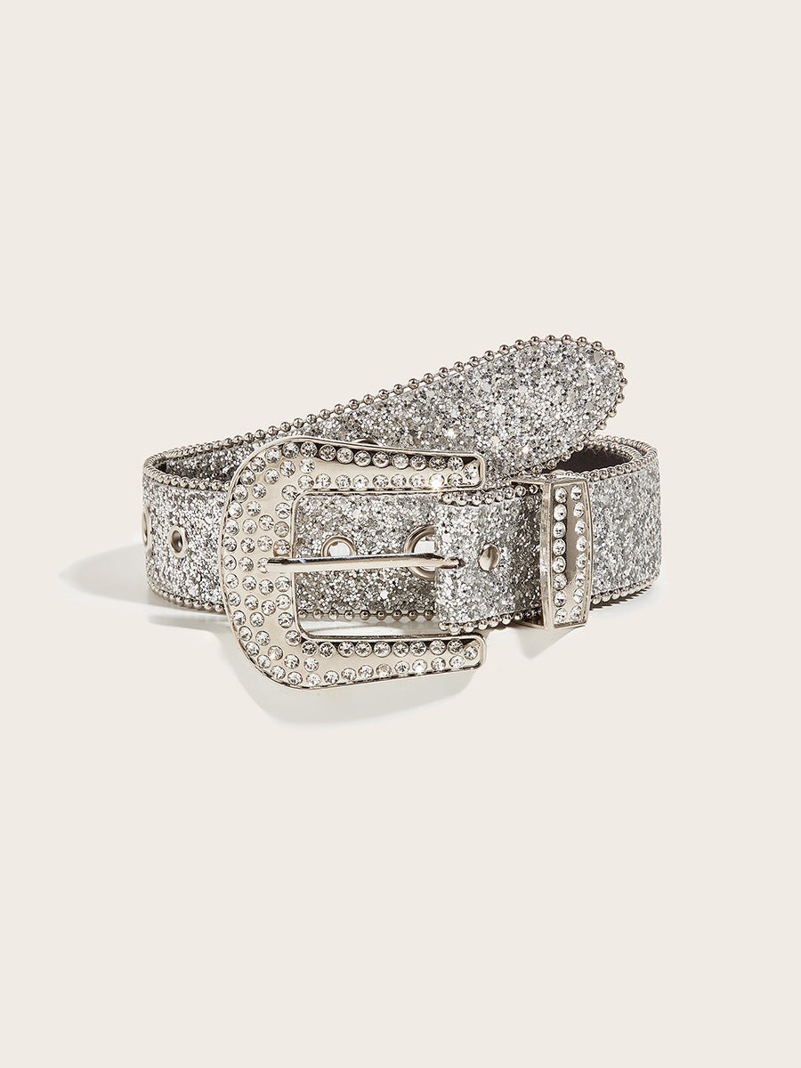 Women's Glamorous Rhinestone - Embellished Buckle Belt