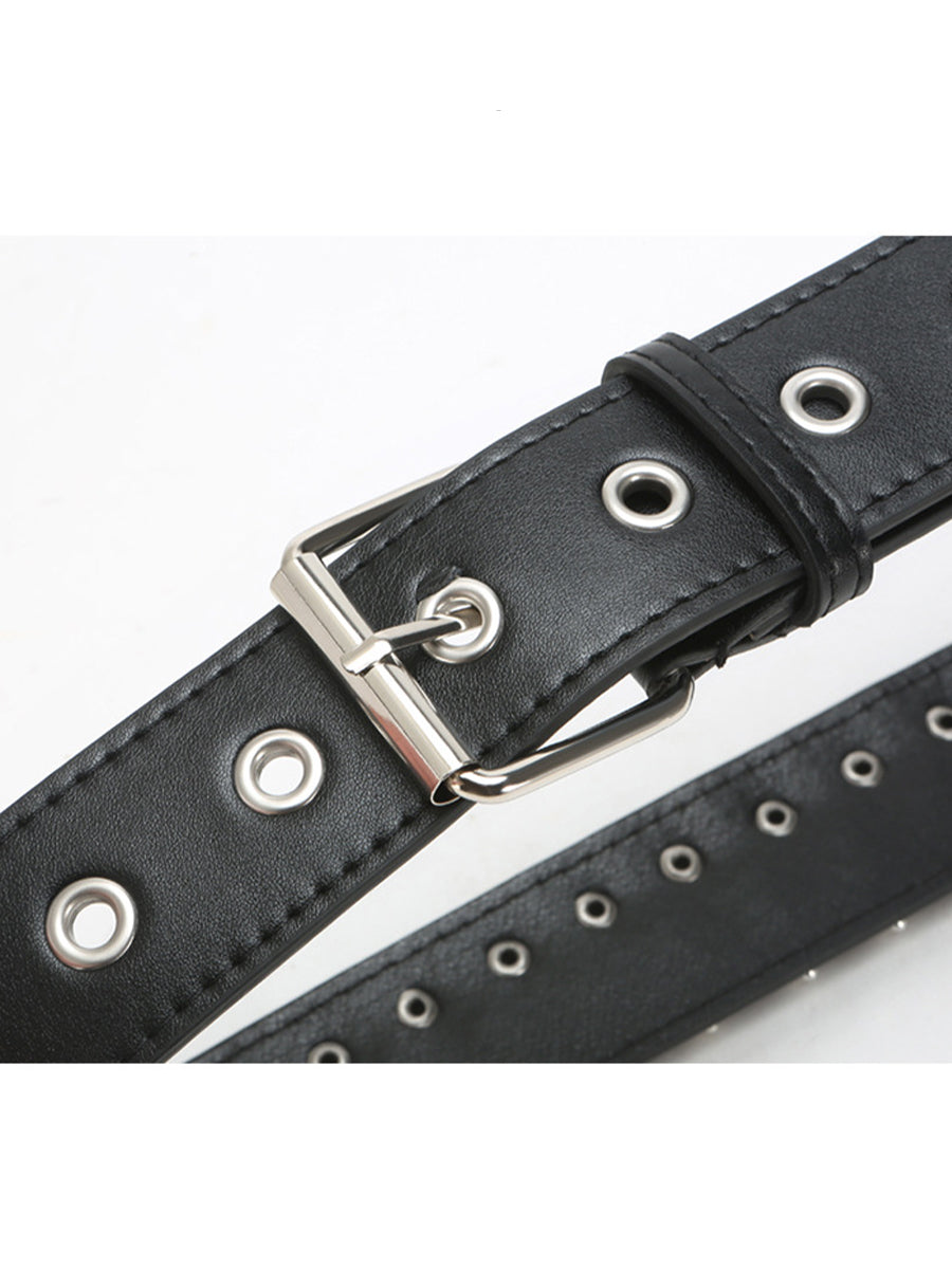 Women's Black Punk - Style Faux Leather Spike - Embellished Waist Belt