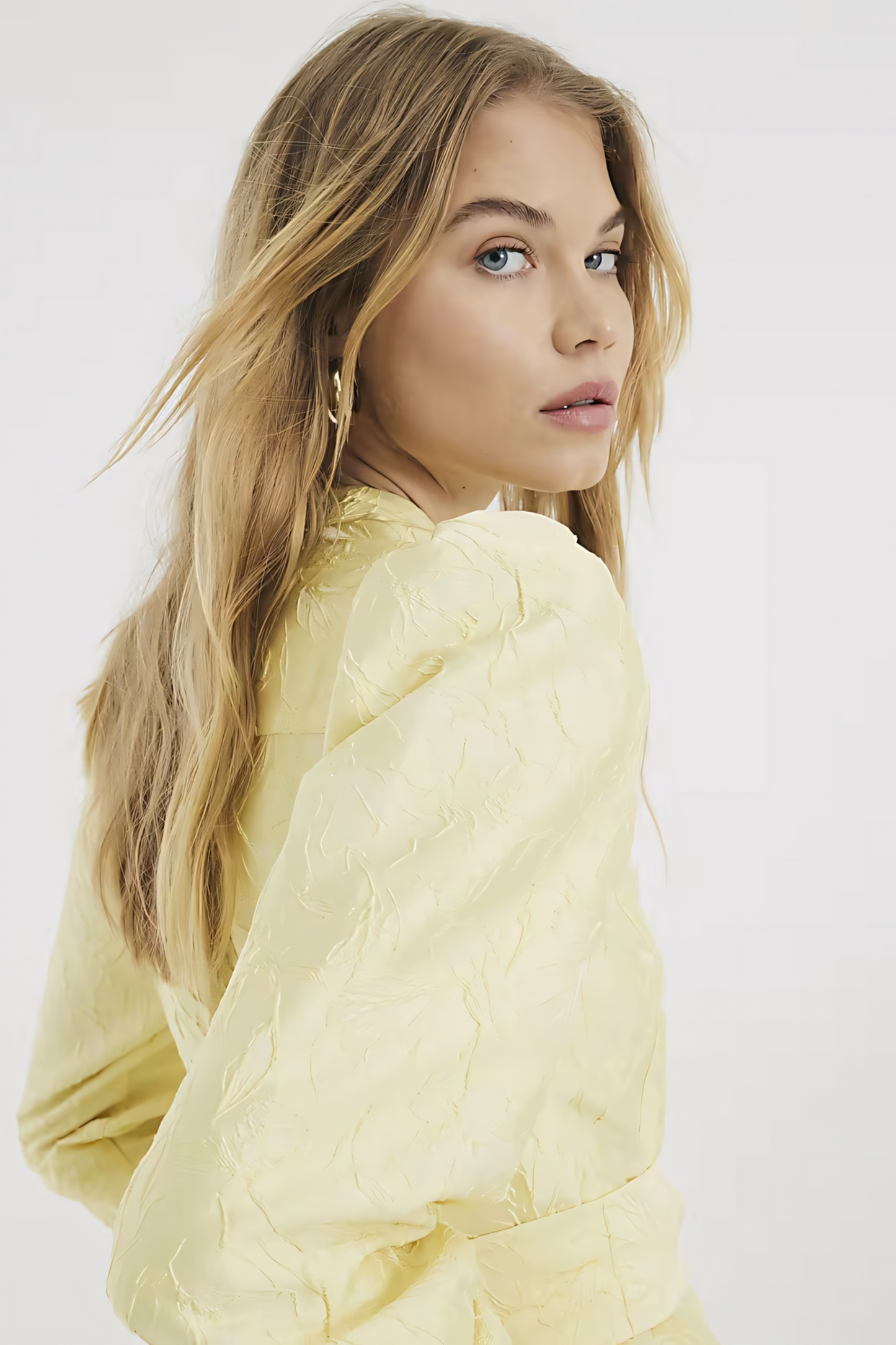 Yellow Belted Jacquard Mini Dress