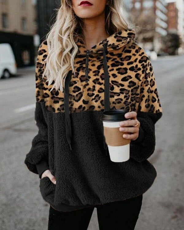 LEOPARD TEDDY HOODIE