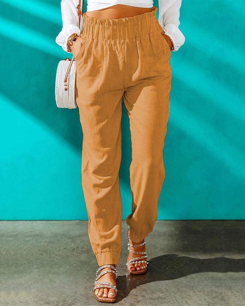 HIGH RISE SMOCKED PANTS