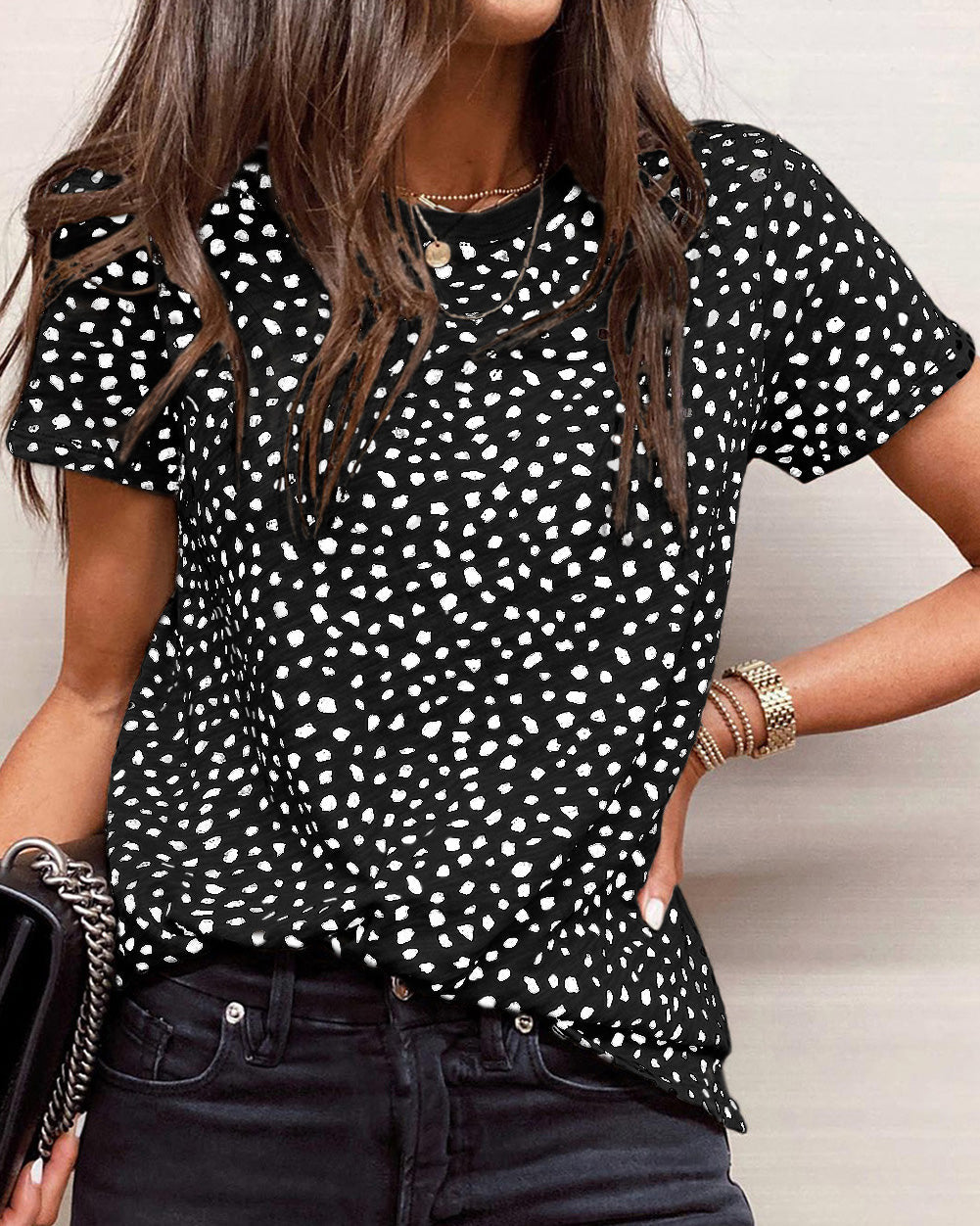 ROUND NECK LEOPARD PRINT TOP