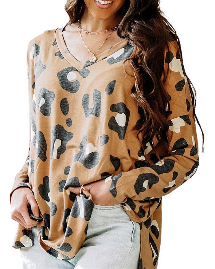 V NECK LEOPARD TOP